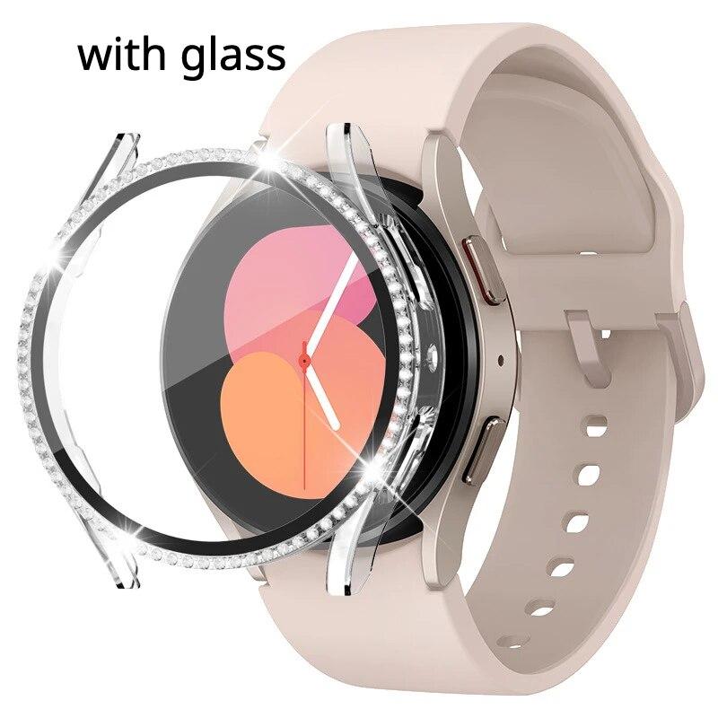 

Загартоване скло+чохол для ПК для Samsung Galaxy Watch 4 5 6 44mm 40mm All Cover Protective Bumper Case Galaxy Watch 4 5 Аксесуари Galaxy Watch 5 44mm прозорий