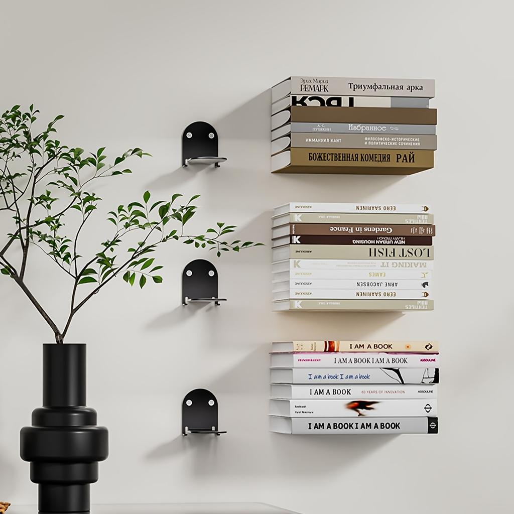 Modern Invisible Wall Hanging Bookshelf , Black/White, Home Office Decor, Interior Book Organizer