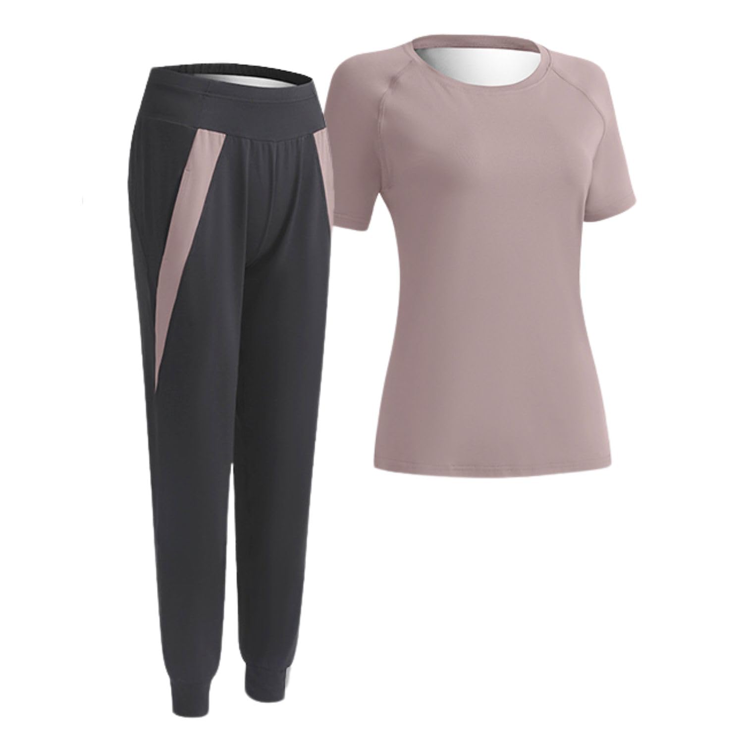 [Mie-Mie] Women s Sauna Suit Set (Top and Bottom), Sweat-wicking Wear, Short-Sleeved Jersey, Sportswear, Spring/Summer, Plus Sizes Available, Running,