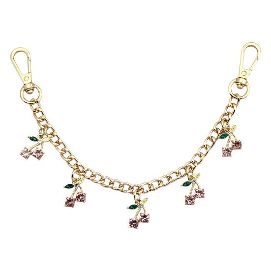 

Rhinestone Cherry Bag Charm Cute Cherry Charm with Chain Sparkling Purse Charm for Women Handbag Clutch Tote Bag