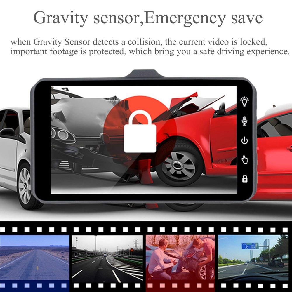 Dash Camera for Cars Full HD 1080P 4" Touch IPS Screen Motion Detection G-sensor Night Vision Dual Lens Front and Back Dash Cam