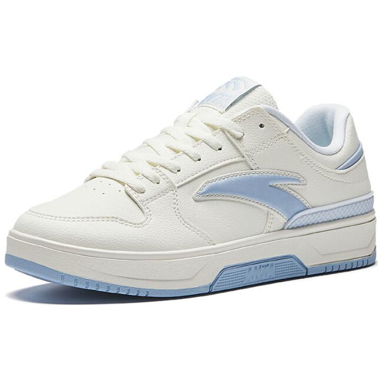 New Anta Classic Slip Resistant Abrasion Resistant Low Top Skateboard Shoes Women's White Blue 122518010-5