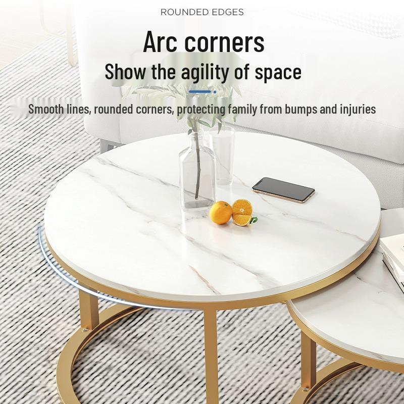 Compact Luxury Coffee Table for Small Spaces - Ideal for Living Room, Tea Table, or Rental Room Use. Simple, Stylish, and Round Design.