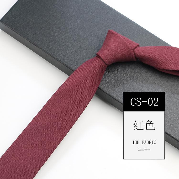 Men'S Tie Narrow 6Cm Hand-Made Cotton Casual Professional Shirt Literary And Simple Women'S College Pure Black Tie
