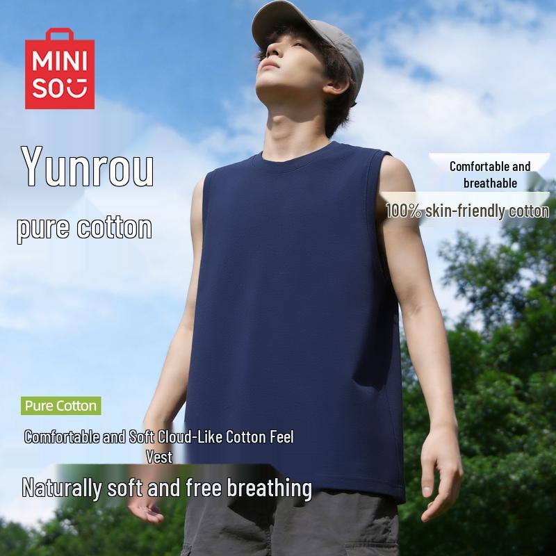 

MINISO Men s Summer Pure Cotton Loose Sleeveless Tank Top 4XL