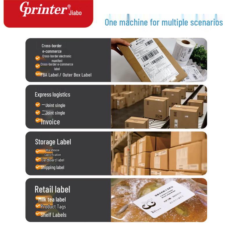 Gprinter Thermodrucker für Etiketten & Lieferscheine CN-Stecker (Adapter enthalten)