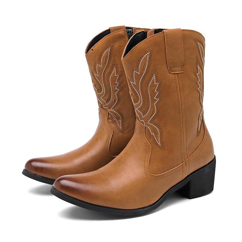 European and American Wind Locomotive Boots High-top Tooling Men's Shoes Trendy Retro Zipper Martin Boots Men's Leather Boots Large Size Outdoor Boots