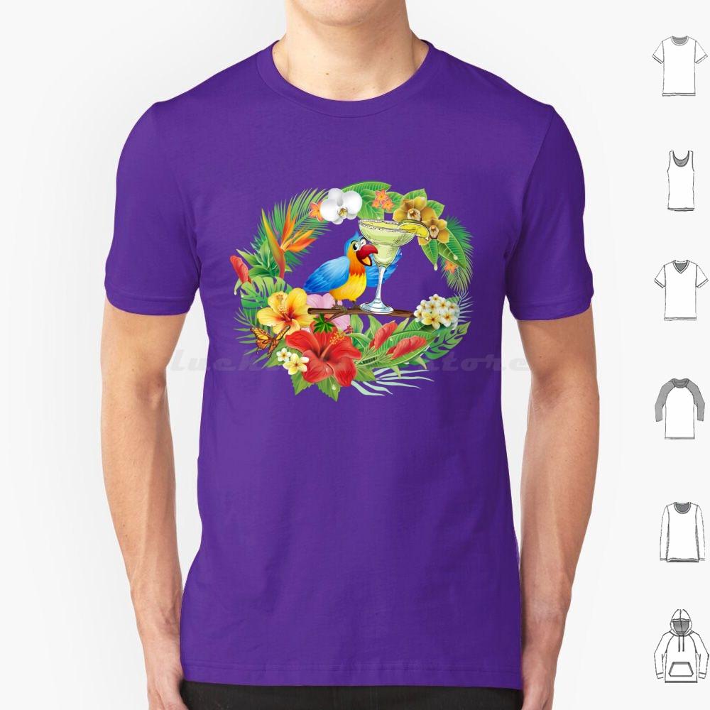 Parrot With A Margarita T Shirt Men Women Kids 6xl Parrothead Buffett Shark Tropical Volcano Parrot Margaritaville Beach