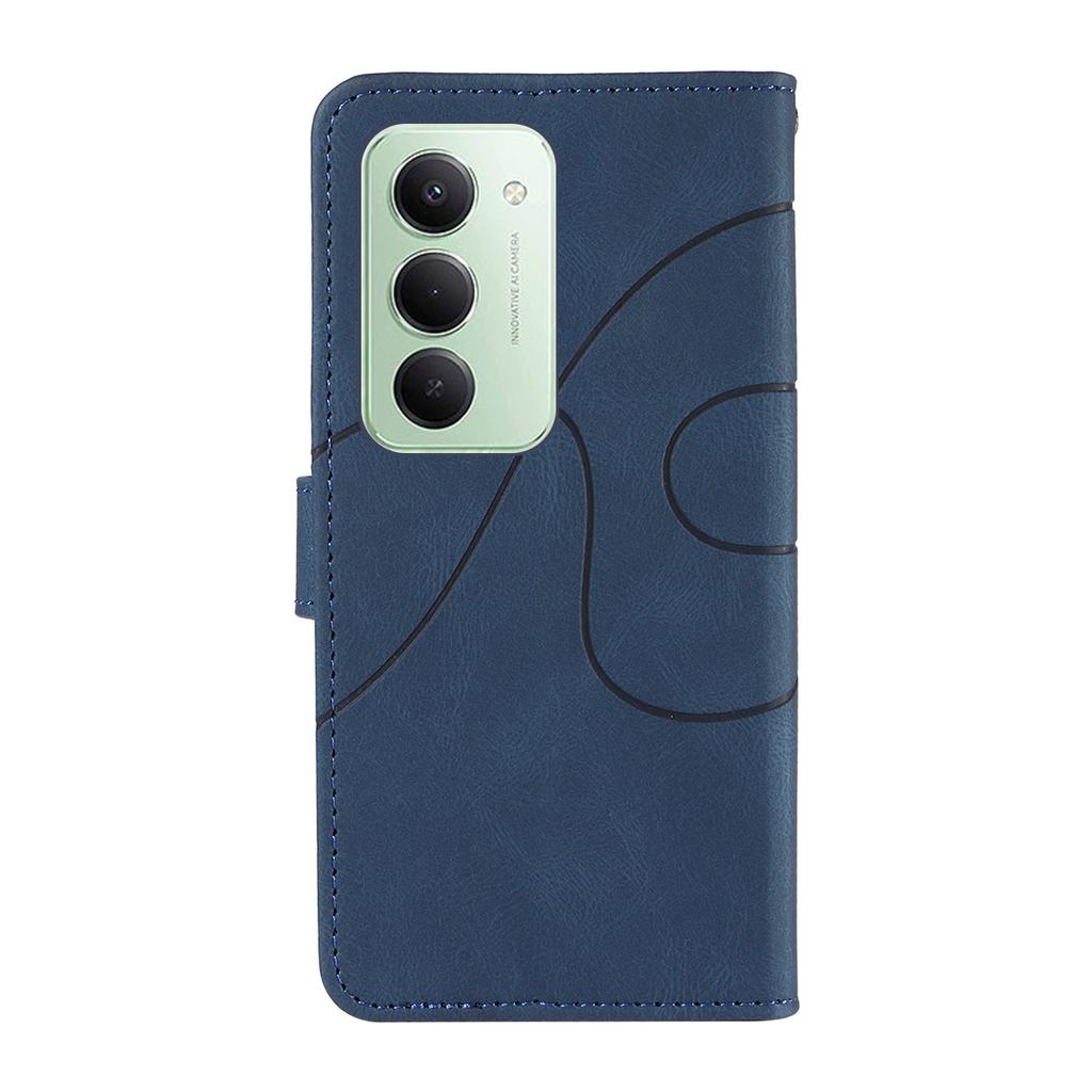 For Xiaomi Redmi 15 5G (Global) (169mm) Wallet Case Leather Phone Cover Stand with Curved Line Design