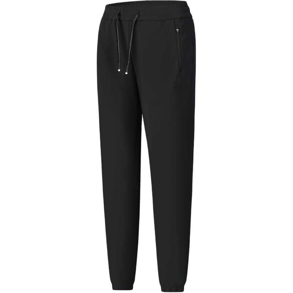 FILA A.P. Series Solid Color Cuffed High Elastic Knitted Sports Pants Women pants Deep-Black A11W511610F-BK