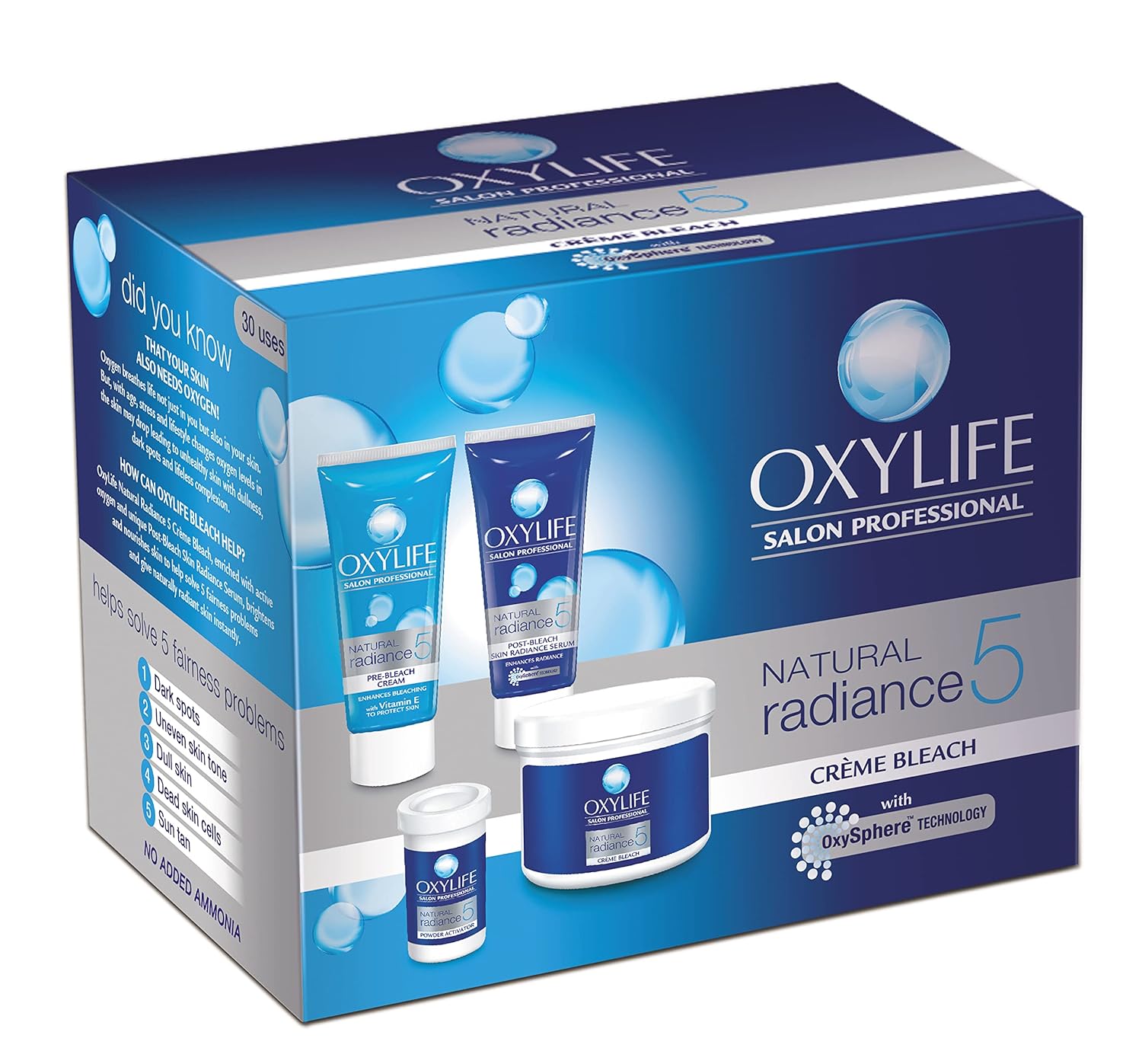 

Oxylife Natural Radiance 5 Крем-осветлитель с активным кислородом, Осветление волос на лице, 126 г