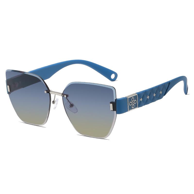 

Солнцезащитные очки Xiaoxiangfeng без оправы с отделкой, женские полигональные солнцезащитные очки, унисекс, очки с четырехлистным клевером