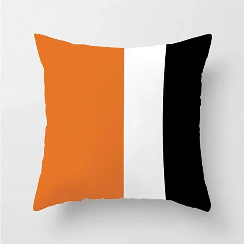 Orange Patchwork Muster Überwurf Kissenbezug Mit Kurzem Plüsch Druck Wohnzimmer Sofa Dekoration Kissenbezug Kissenbezüge