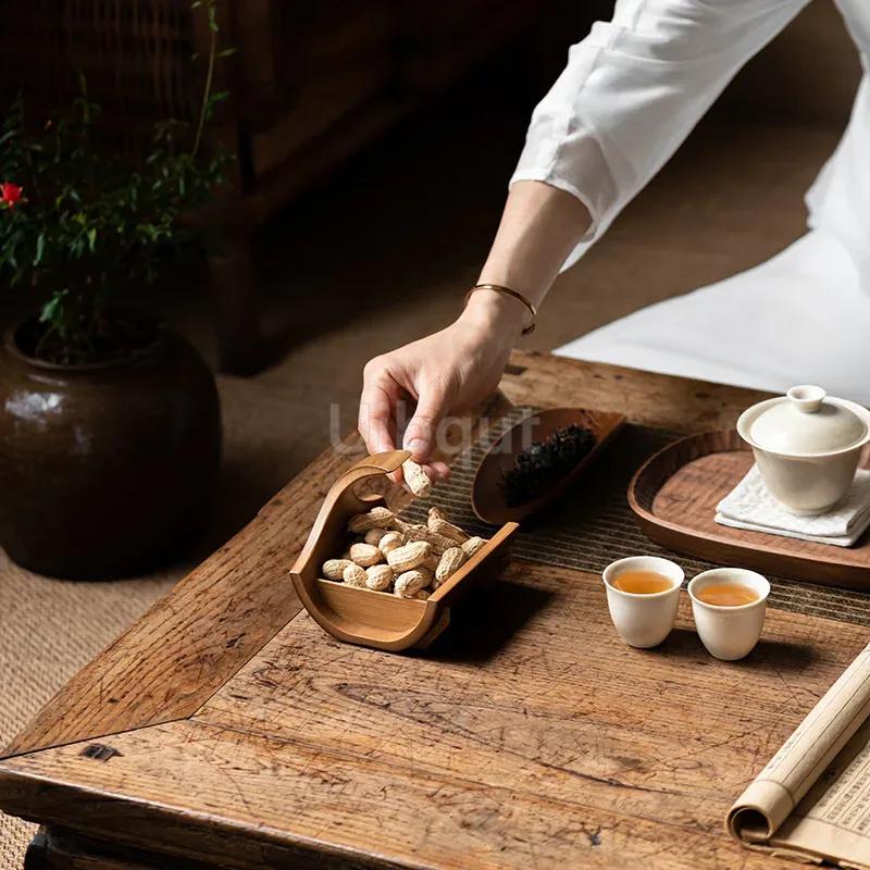 Assiette à collation sushi Bambou et vaisselle en bois Assiette en bois naturel Assiette à collation créative Plateau à thé Plateau à fruits secs Coupe à fruits