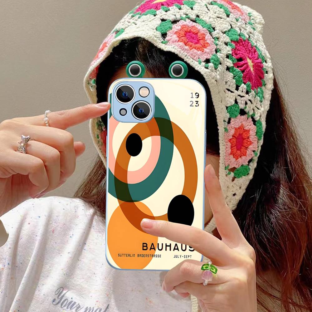 Abstract B-Bauhaus Geometric Art For IPhone 14 13 12 Mini 11 Pro XS Max X XR 14 Plus Tempered Glass Cover