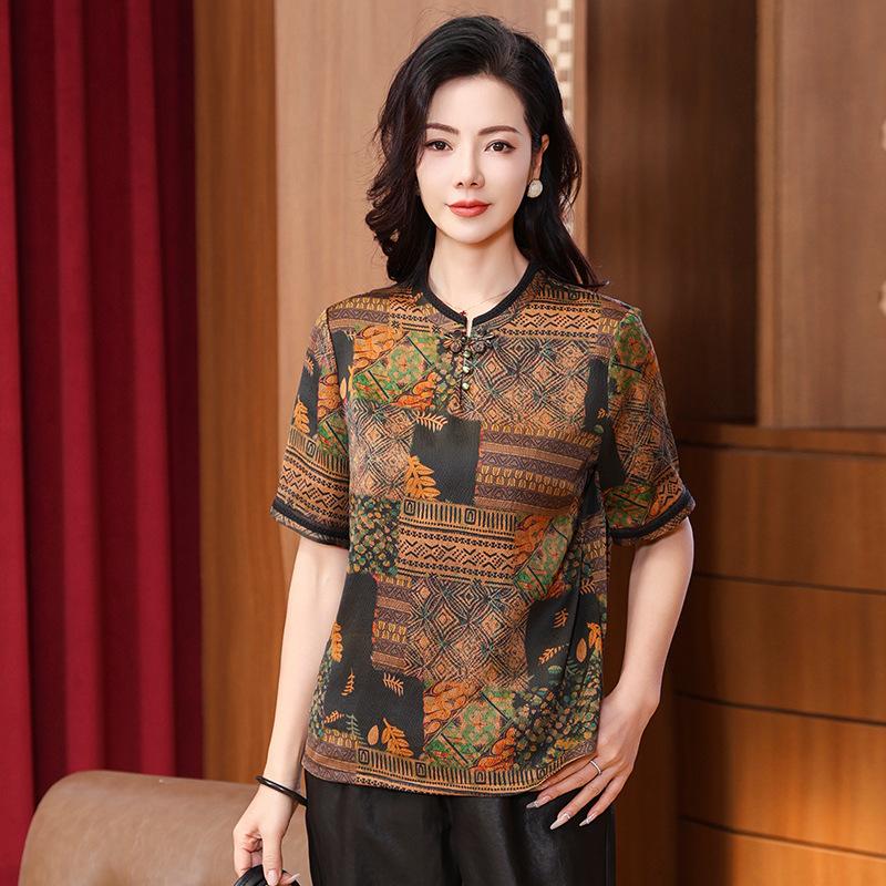 Large Size Pearl Satin Fragrant Cloud Yarn Shirt Women's Spring Dress Retro Color Loose and Thin Mulberry Silk Shirt
