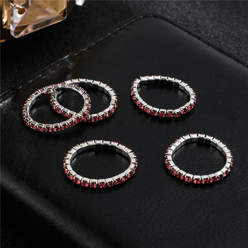 Single Row Rhinestone Ring, Elastic Ring, Diamond-Set Ring, Mixed Batch Elastic Ring