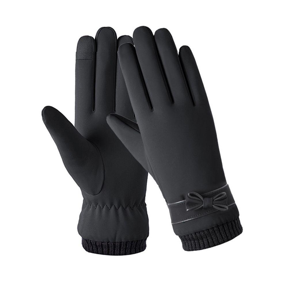 Leder Dick Thermisch Trendig Touchscreen Fäustlinge Vollfingerhandschuhe Damen Handschuhe Winterhandschuhe