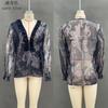 European and American deep V-neck paisley frilly print chiffon shirt top