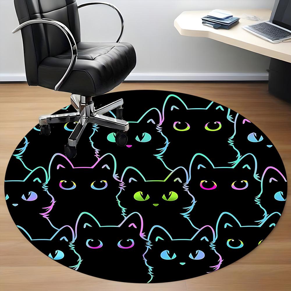 1pc Cat Pattern Office Round Area Rug, Under Office Chairs Bedroom Living Room Home Decor, Room Deco