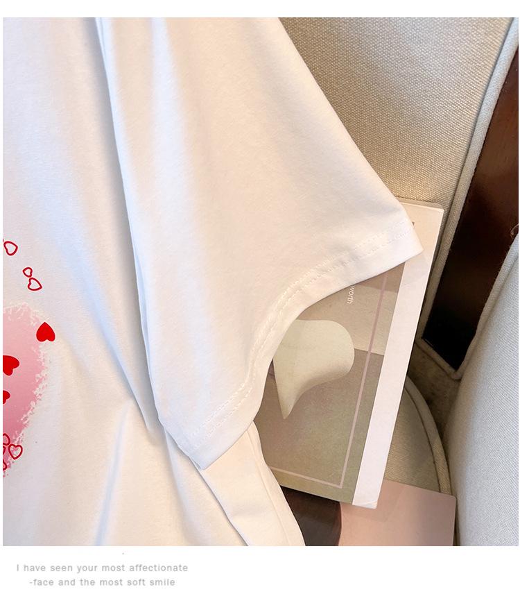 Plus Size Loose Fit Mid-Length Round Neck Short-Sleeve T-Shirt for Women