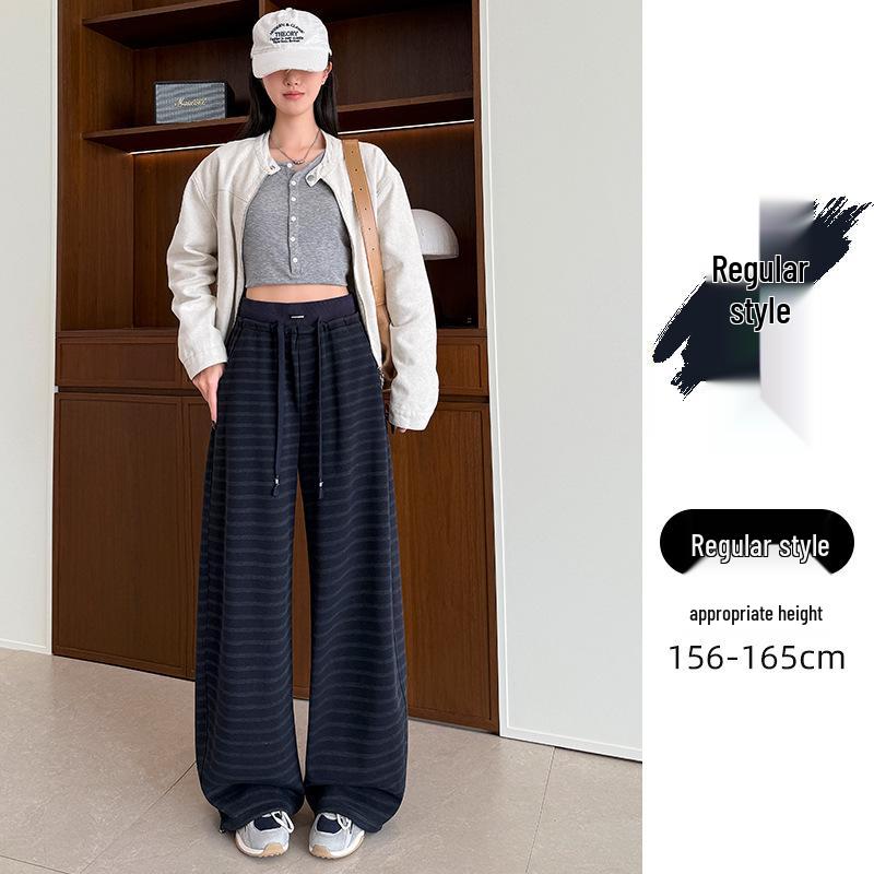 

Striped Draped Casual Banana Pants - 2026 Spring/Summer Korean Loose Fit Women s Fashion Large