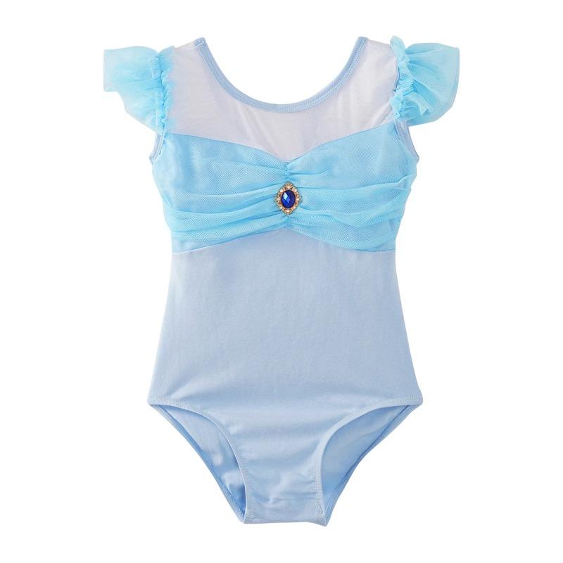 Ruffle Sleeve Ballet Leotard Girls Kids Gymnastics Bodysuit Ballerina Fairy Party Dancing Training Performance Dancewear
