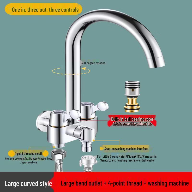 Yingtang Brass 3-Way Multi-Outlet Faucet