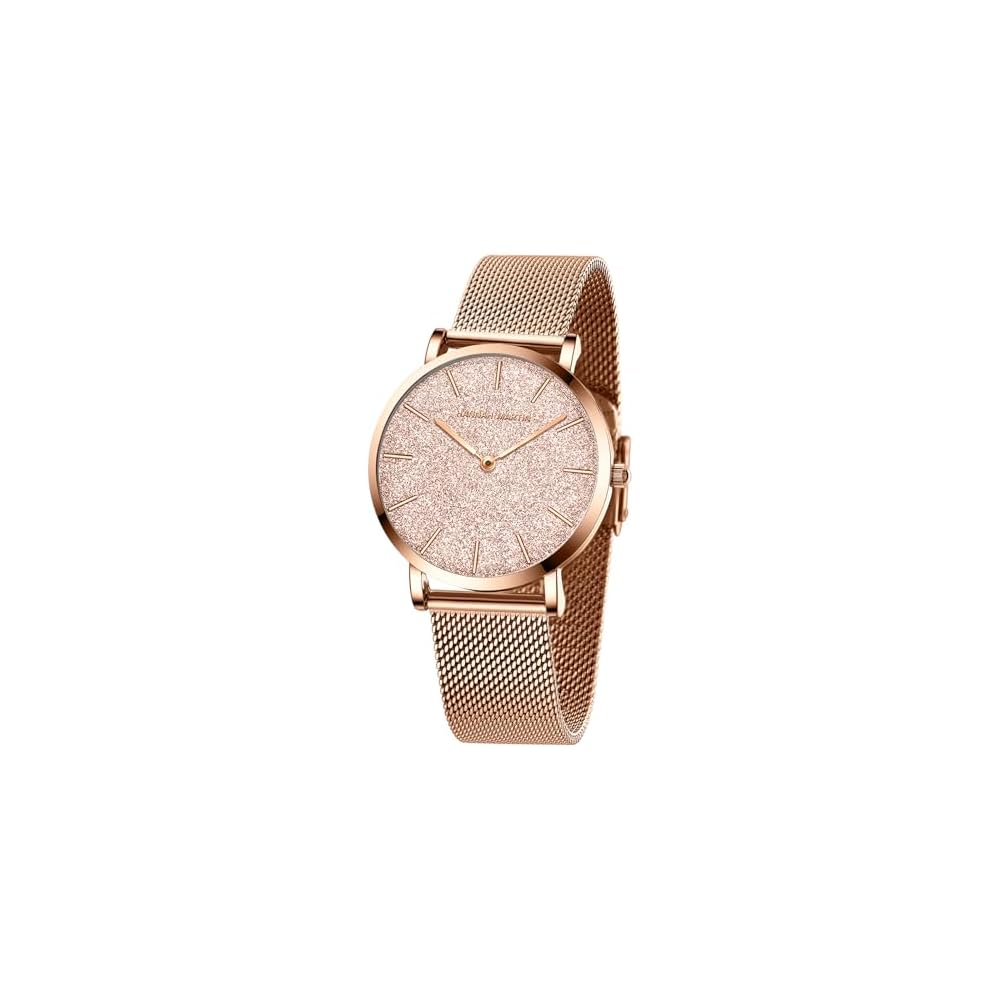 Hannah Martin Women s Analog Quartz Watch 36mm Rose Gold Stainless Steel Fashion Bracelet with Diamonds