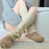 Gray Socks Women'S Autumn And Winter Stacking Socks Thick Strip Knitted Leg Cover Y2K Winter Calf Twist Striped White Medium Tube