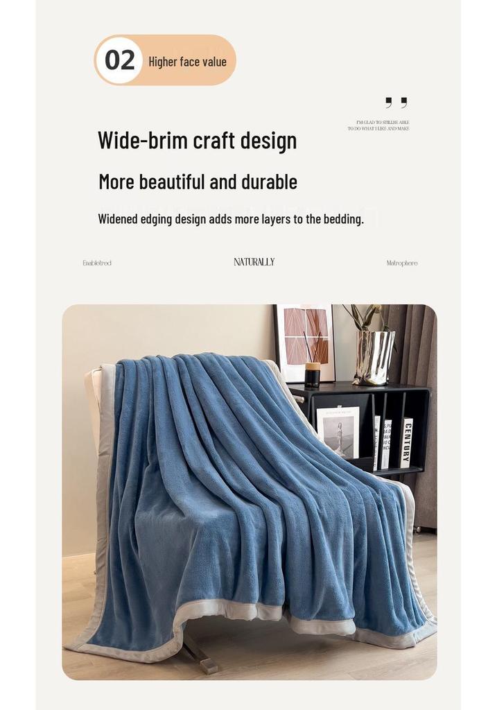 Premium Milk Velvet Sofa Blanket - Thick Coral Fleece for Autumn and Winter, Plush Quilted Nap Blanket or Bed Sheet Cover.