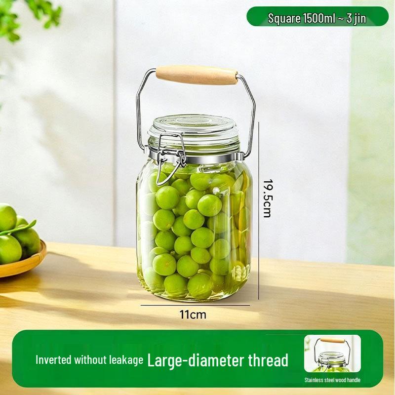 Transparent Glass Sealable Food Storage Jar & Pickling Crock