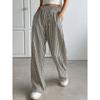 Women's Mid Rise Striped Wide Leg Pants Casual Loose Straight Leg Trousers