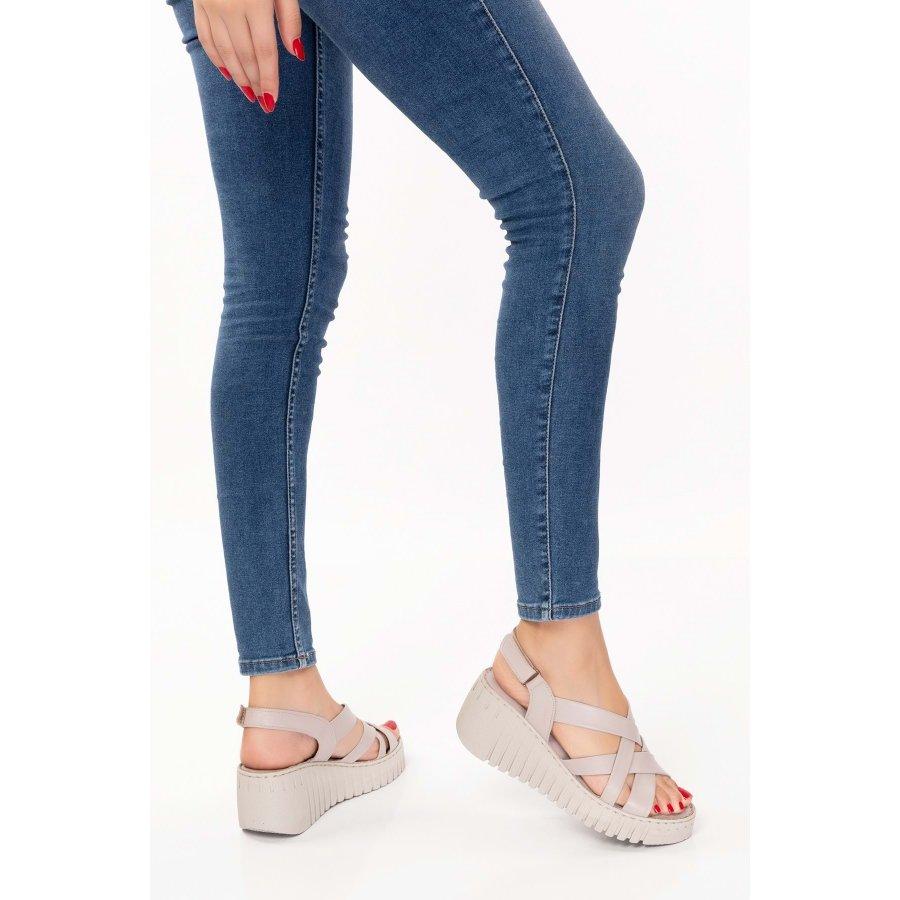 Women's Genuine Leather Sandals with Padded Heel