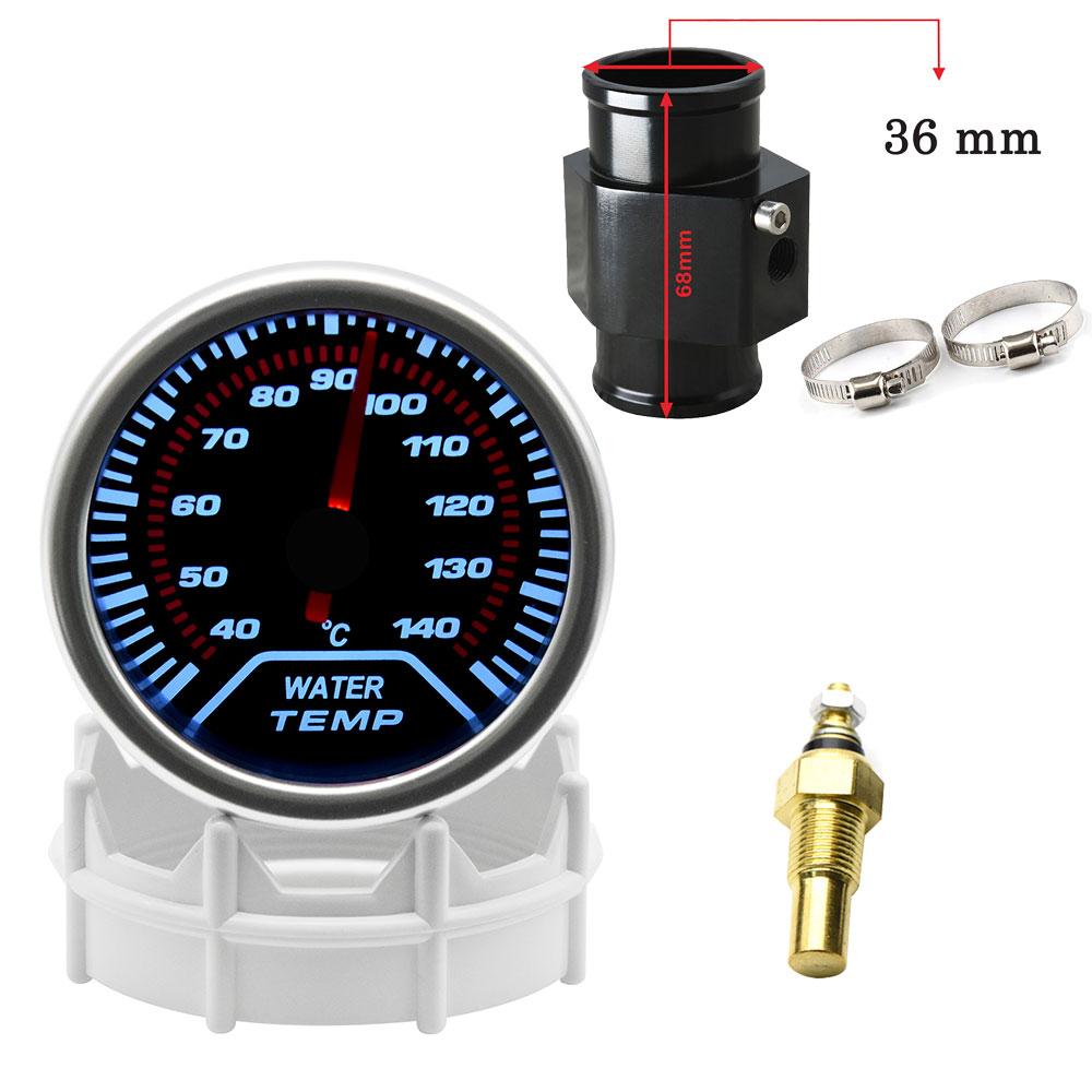 2" 52mm Universal Water Temp Gauge With Temperature sensor 40-140Celsius Car Temperature Meter Water Temp Joint Pipe Adapter 12V