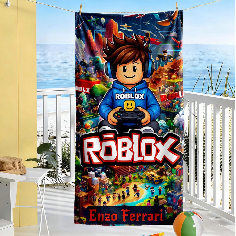 Ręcznik plażowy Roblox Super miękki z mikrofibry Szybkoschnący Materiał Wygodny Lekki Idealny do podróżowania Jogi Kempingu i Pływania