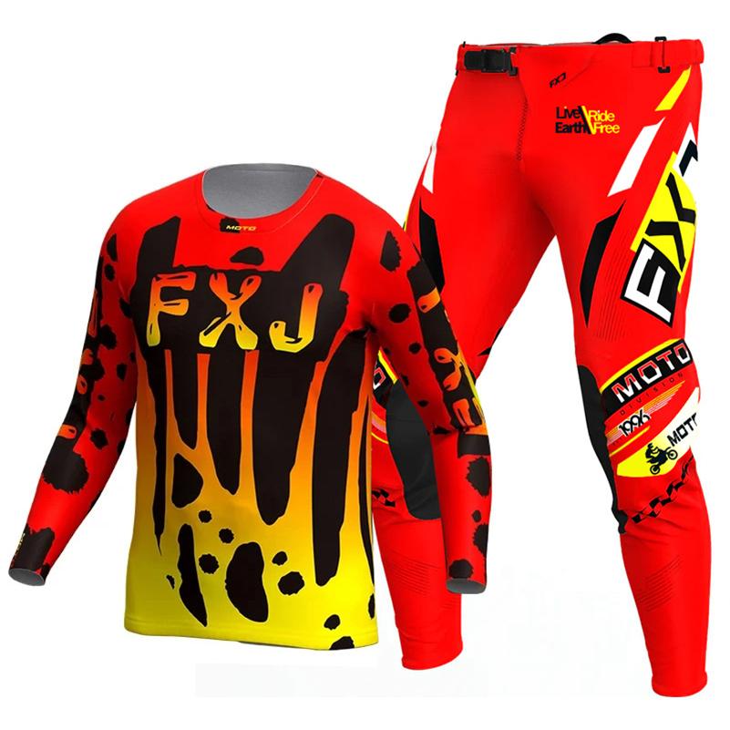 Set di abbigliamento da motocross per bambini 4 5 6 7 8 9 10 11 12 13 anni Ragazzi Bambino Motociclista Ragazzo Ragazza Maglia Pantaloni Kit tuta da corsa Fuoristrada Enduro MX MTB