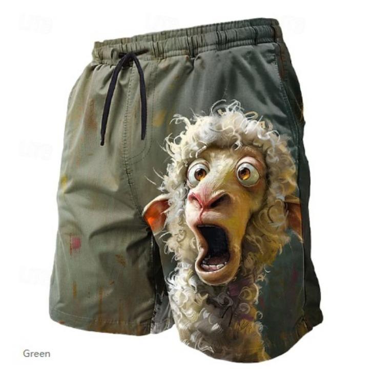 Summer 3D Fun Cartoon Animals Print Shorts Fashionable Casual Beach Men's Shorts