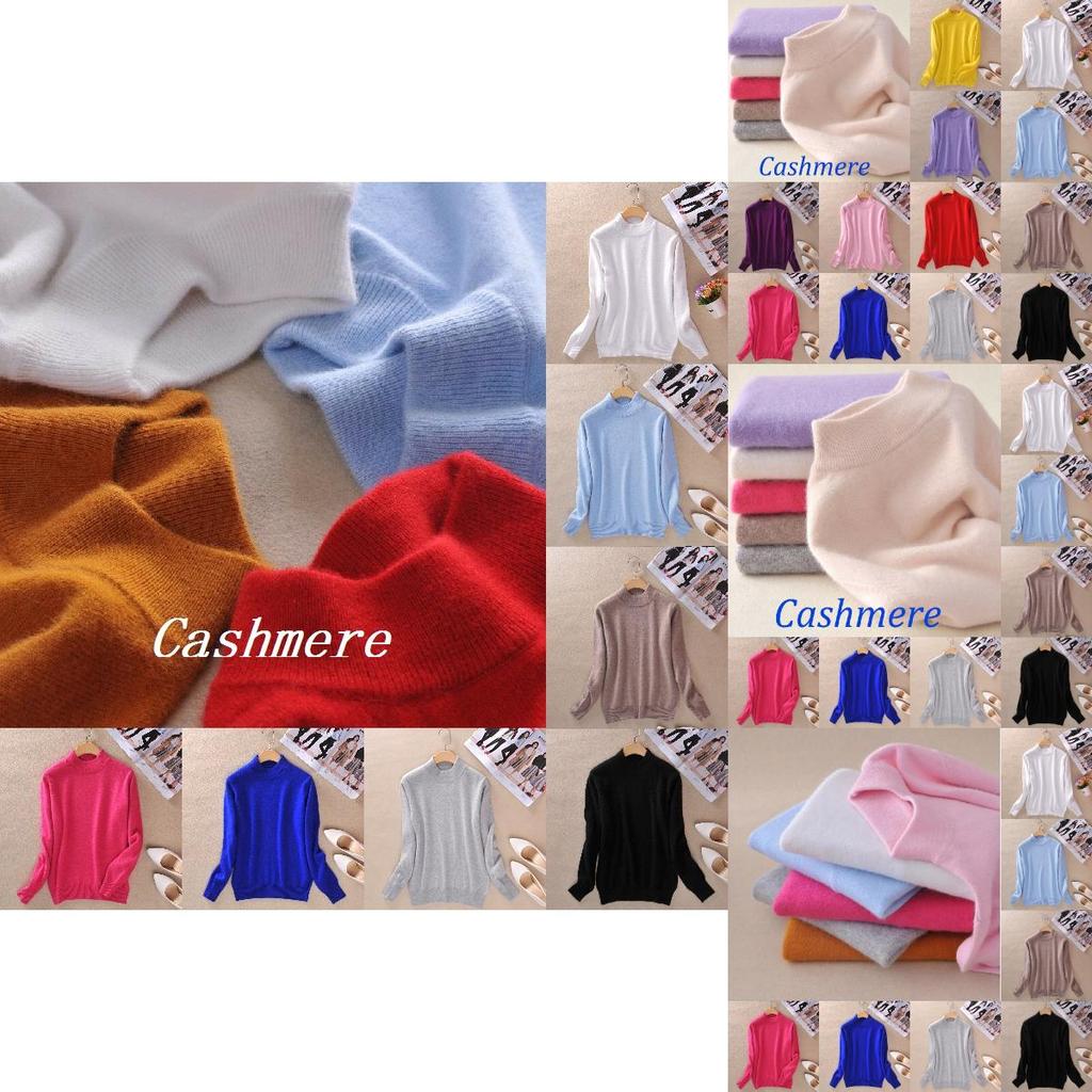 Luxuriously Soft Women's Slim Cozy Knitted Half-turtleneck Cashmere Wool Sweater