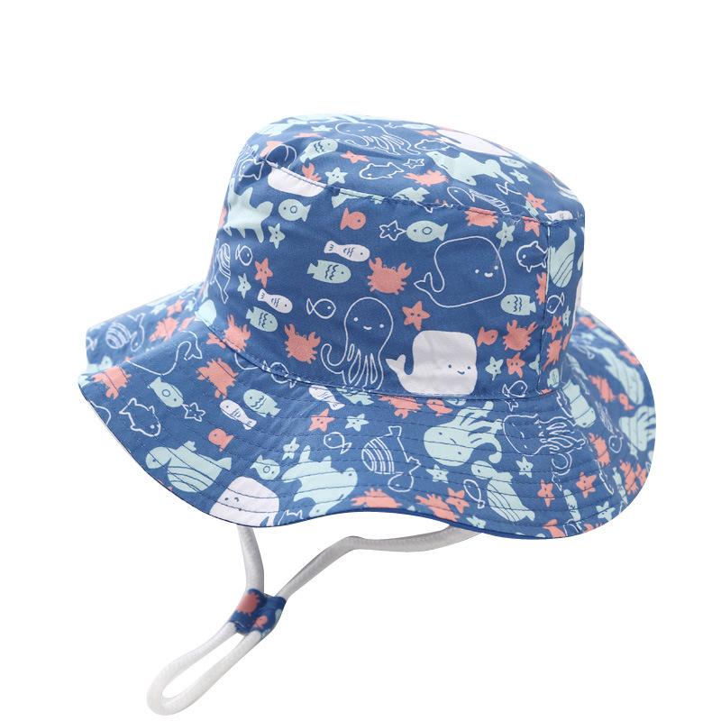 Children's hat for boys, summer baby fisherman hat, thin Korean style, large brim sun hat for older children, fashionable and trendy for girls