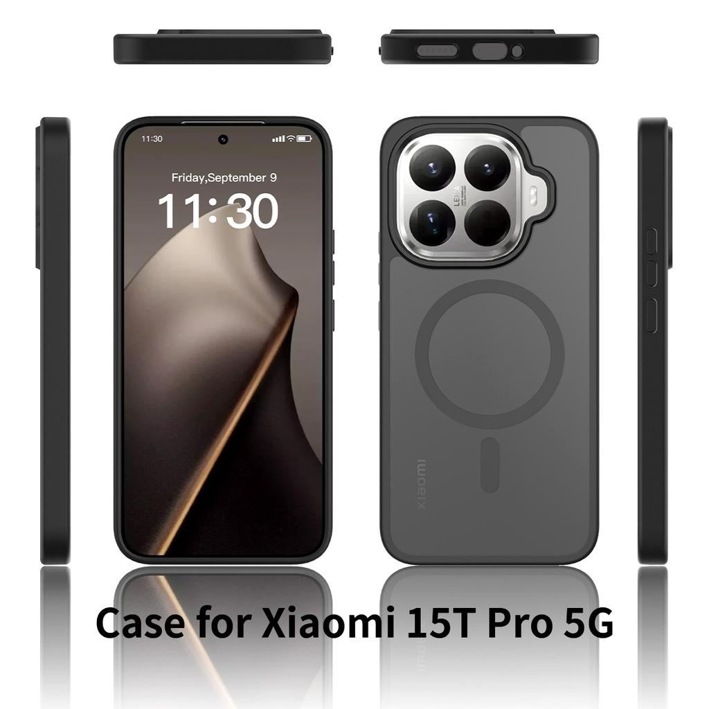 Skin Feel Shield Magnetic Case For Xiaomi 15T Pro Magsafe Wireless Charging Soft TPU Frame Hard Plastic Phone Cover Coque Fundas