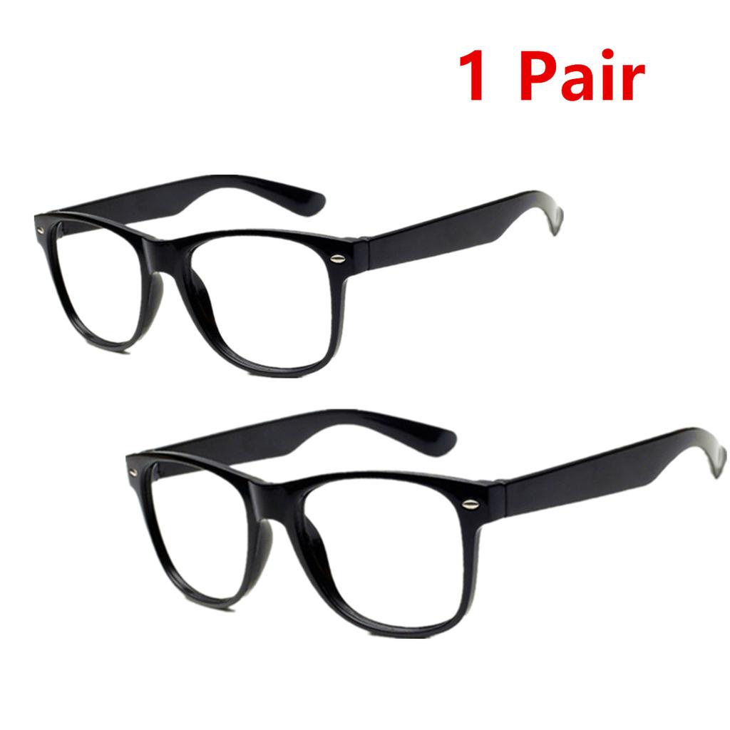 2Pcs Classic Black Frame Clear Lens Glasses Fancy Dress Outfit Masquerade Party