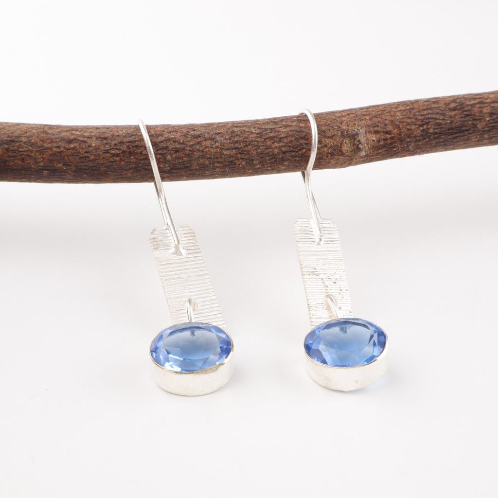 Tanzanite Gemstone 925 Sterling Silver Statement Jewelry Handmade Earrings 1.9" EE-168-11