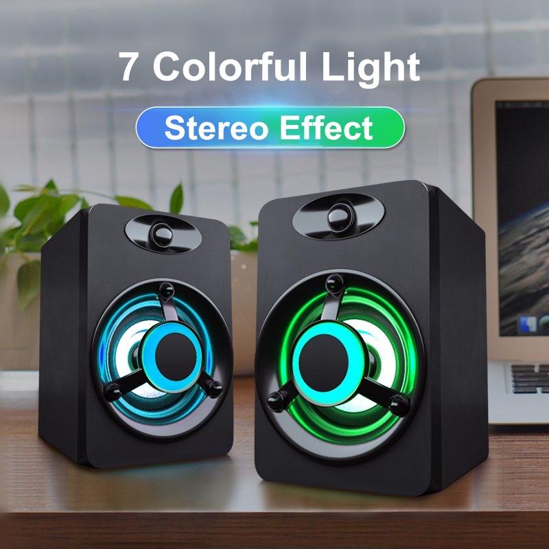 LED Light 2.1 Desktop Computer Speaker Heavy Bass Subwoofer Combination Speaker USB Power Supply For Cellphone PC Laptop 3W