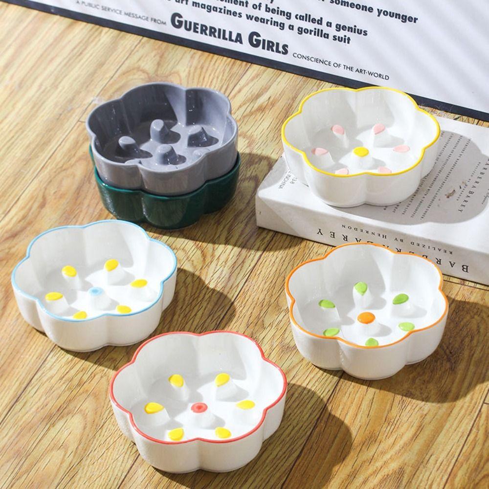 Neck Guard Slow Feeder Bowl Large Diameter Cat Water Bowl Ceramic Raised Pet Bowl  Household Use