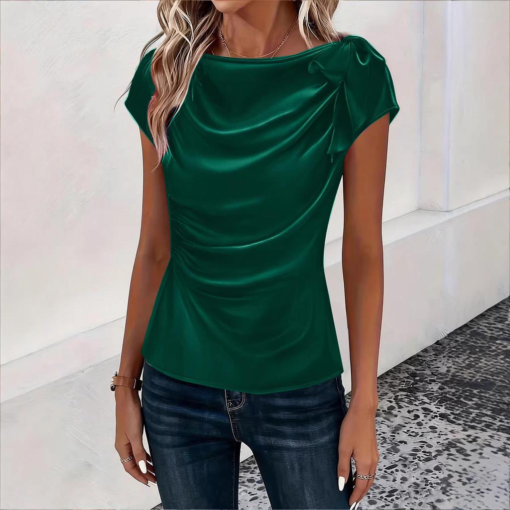 2026 European & American Women's Solid Color Satin One-Shoulder Sleeveless Commuting Top