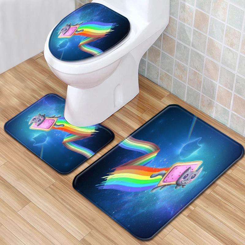 Animation Bathroom Floor Mat Three-Piece Bathroom Carpet Toilet Mat Set Door Mat Bathroom Non-Slip Mat