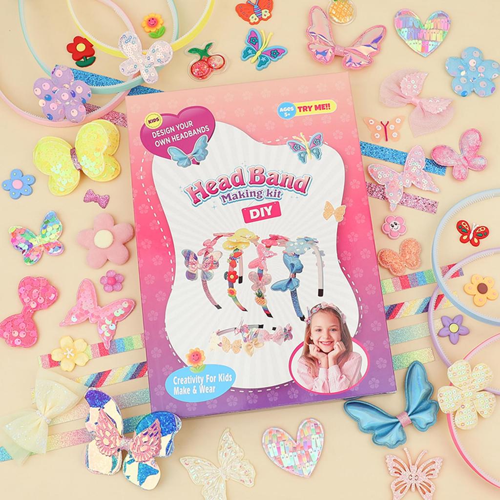 Sitengle Headband Making Set of 6 Headbands with 36 Decorative Craft Hair Craft Popular for Elementary School Christmas Gift Toy, Parts, Kit,