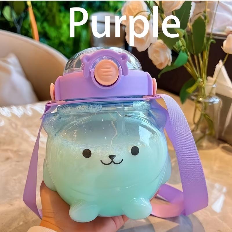1Pc Cute Cartoon Water Cup, Transparent Handle Water Cup, Suitable for Kitchen, Restaurant, Party, Halloween, Outdoor Gatherings