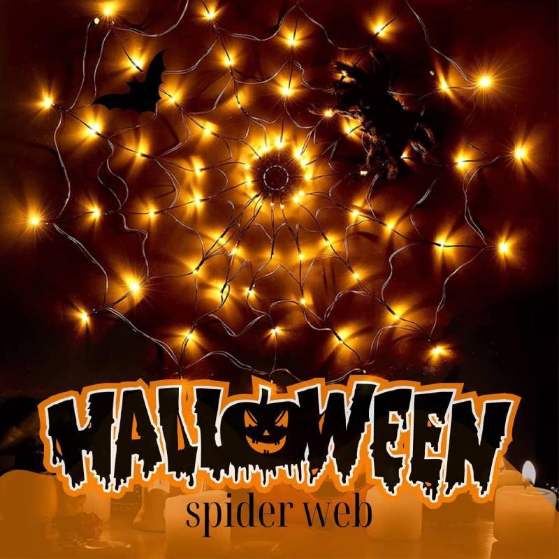 Spider Web Led String Lights For Halloween Decor With 1.2m 70led